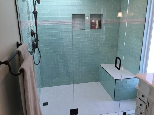 Side-by-Side Vanities & Glass Tile Bathroom Remodel – Los Feliz