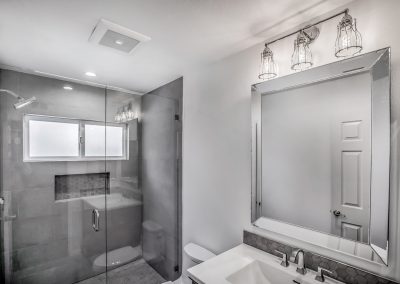 tub converted to shower in bathroom upgrade